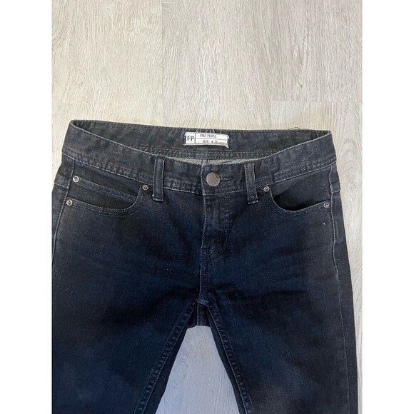 Free People 25 Black Distressed Frayed Hem Grunge Destroyed Cropped Skinny Jeans - Picture 3 of 11